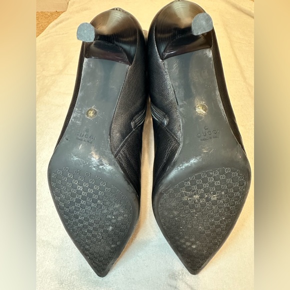 GUCCI women’s tall black knee high leather boots zipper pointed toe style SZ 10 - Picture 9 of 16